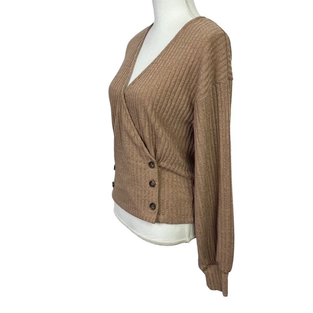 KORI America Women’s Cardigan Button Sweater Sz Small Brown Double Breasted - Picture 3 of 9